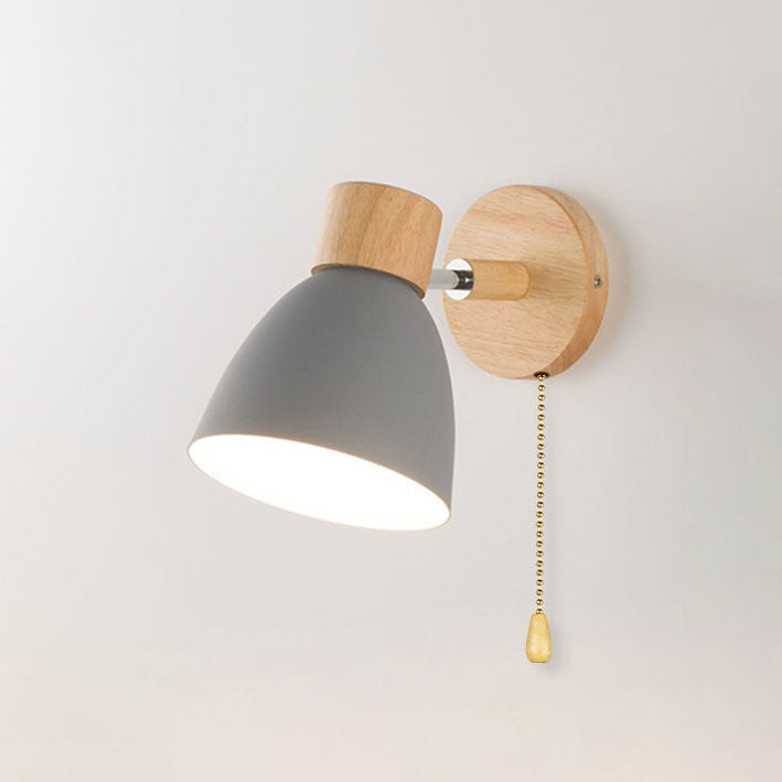 Modern Minimalist Solid Color Macaron Iron Wood 1-Light