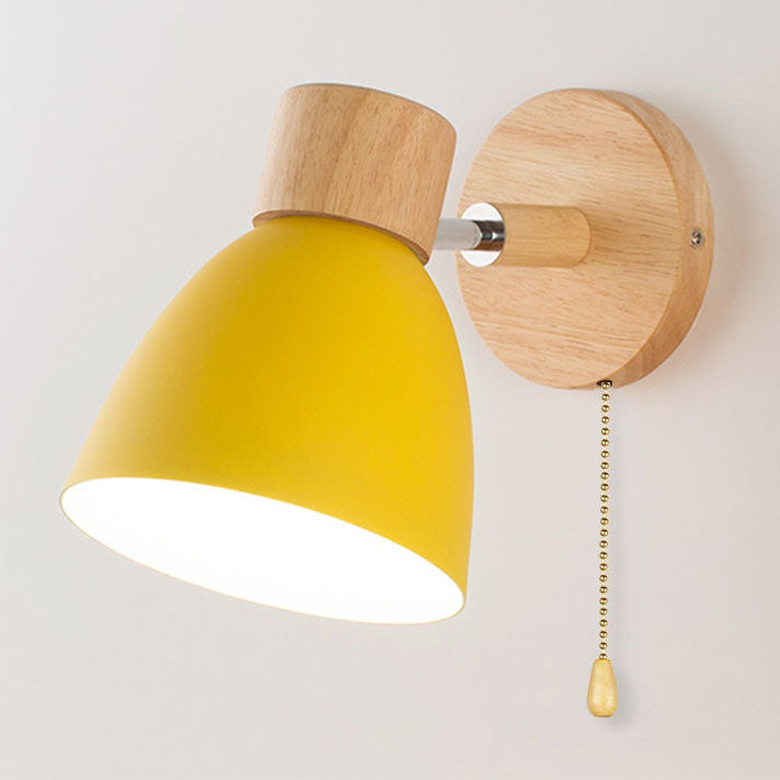 Modern Minimalist Solid Color Macaron Iron Wood 1-Light