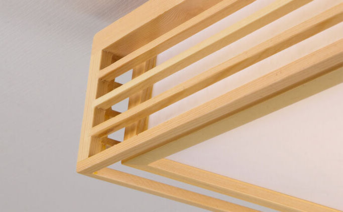 Nordic Solid Wood Square LED Japanese Tatami Flush Mount