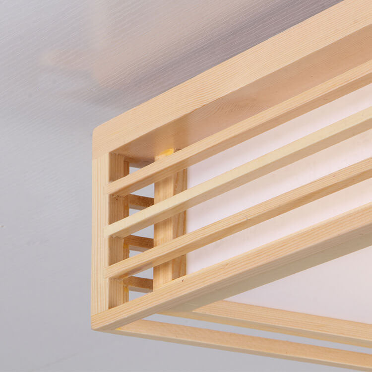Nordic Solid Wood Square LED Japanese Tatami Flush Mount