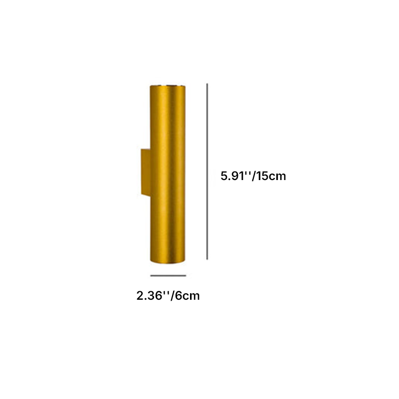 Modern Minimalist Round Aluminum Cylindrical 2-Light Wall