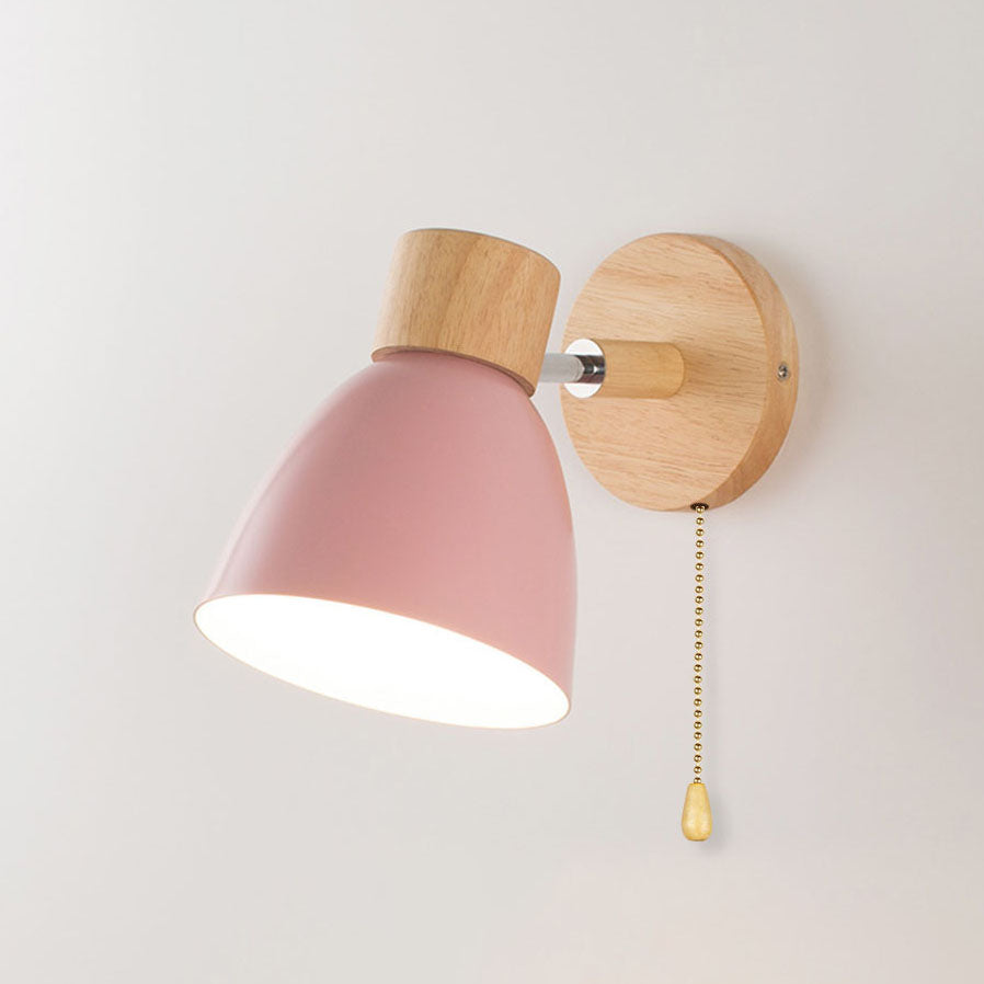 Modern Minimalist Solid Color Macaron Iron Wood 1-Light