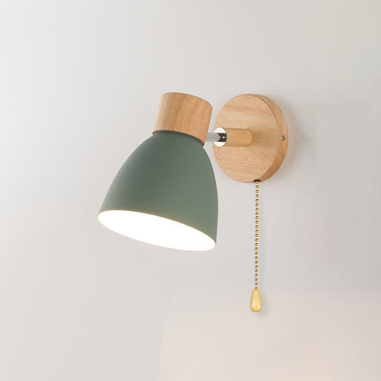 Modern Minimalist Solid Color Macaron Iron Wood 1-Light