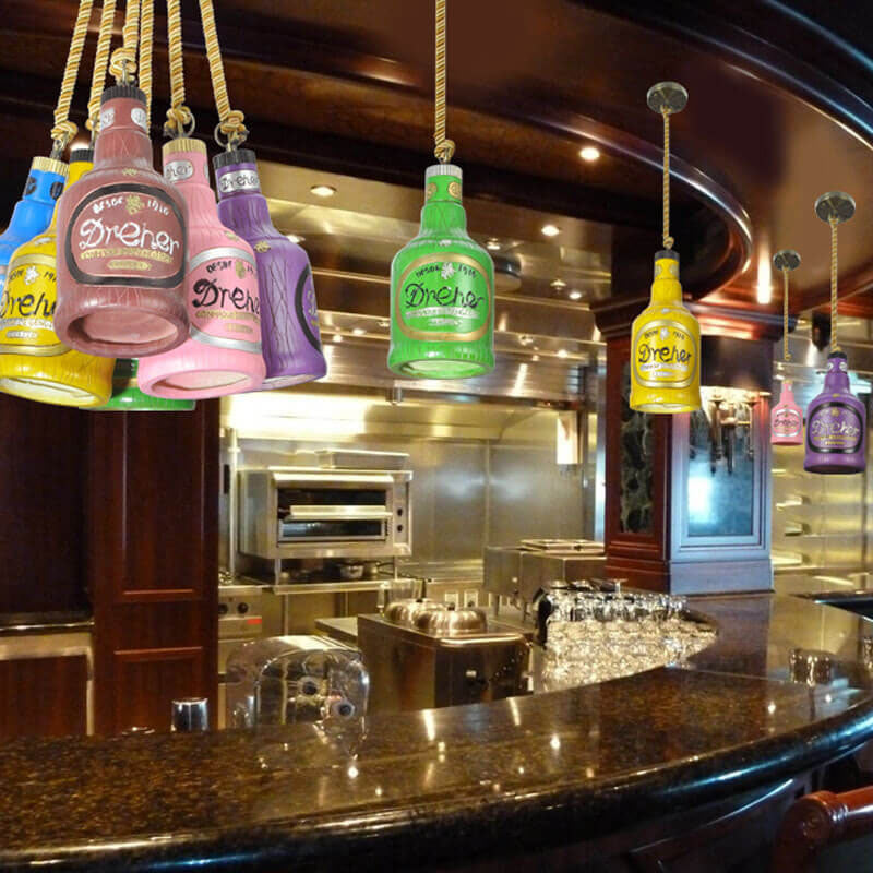 Contemporary Industrial Colorful Bottle Resin 1-Light