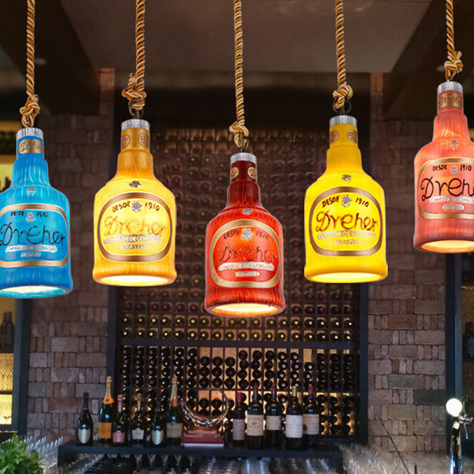 Contemporary Industrial Colorful Bottle Resin 1-Light