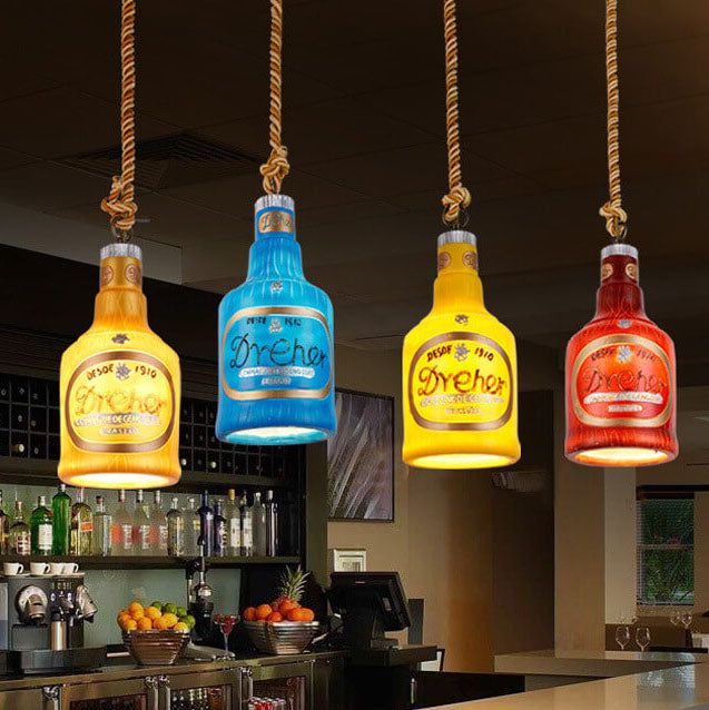 Contemporary Industrial Colorful Bottle Resin 1-Light