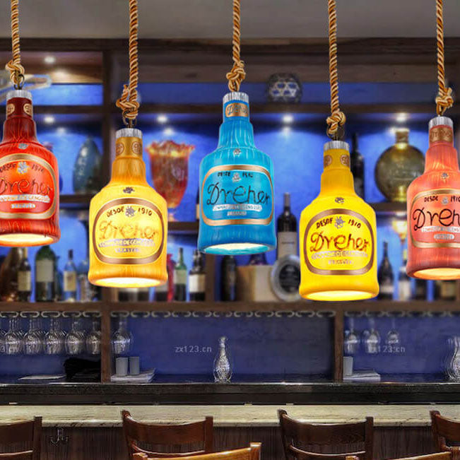 Contemporary Industrial Colorful Bottle Resin 1-Light