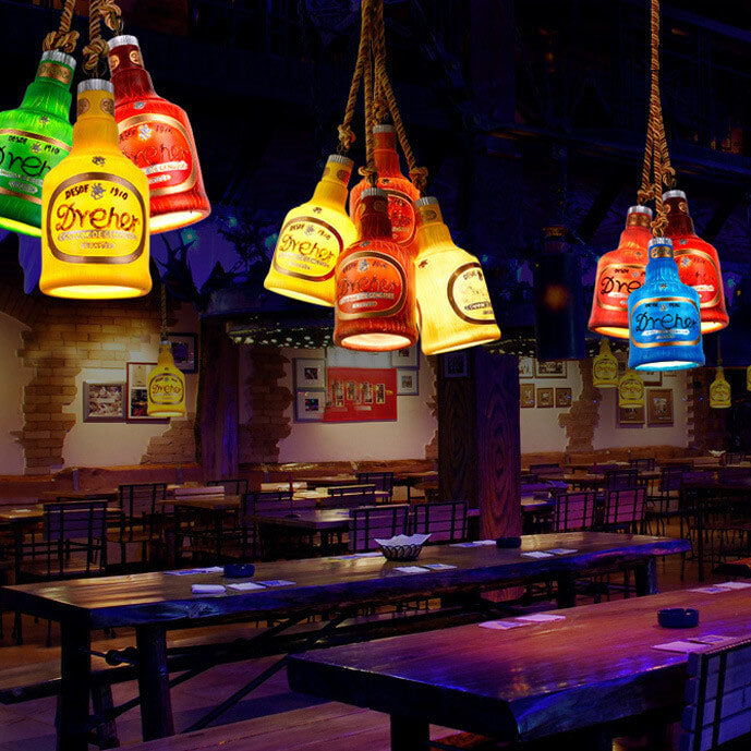 Contemporary Industrial Colorful Bottle Resin 1-Light