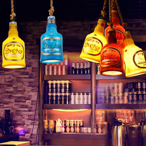 Contemporary Industrial Colorful Bottle Resin 1-Light