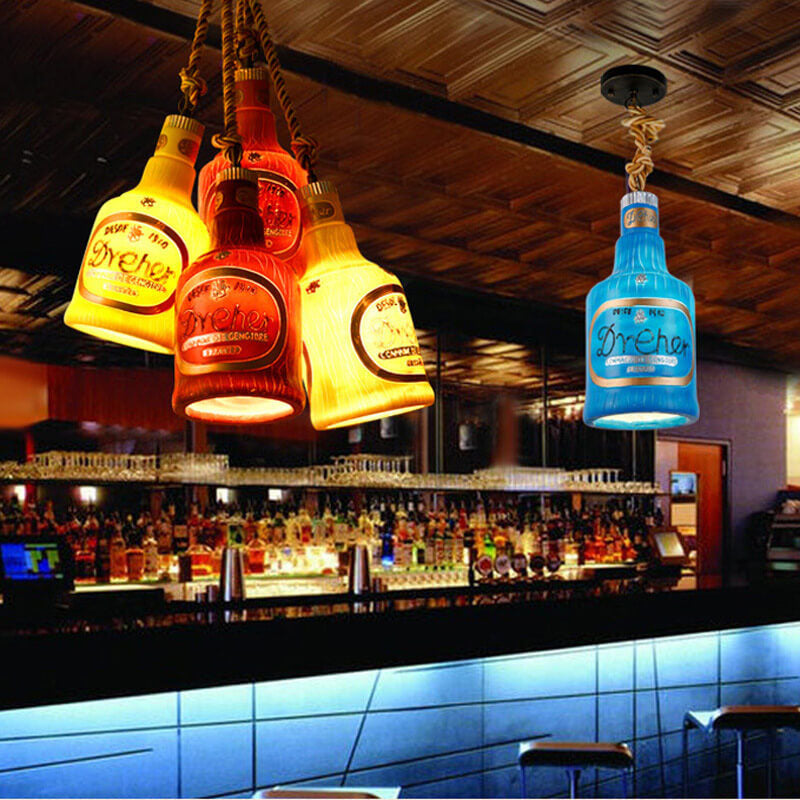 Contemporary Industrial Colorful Bottle Resin 1-Light