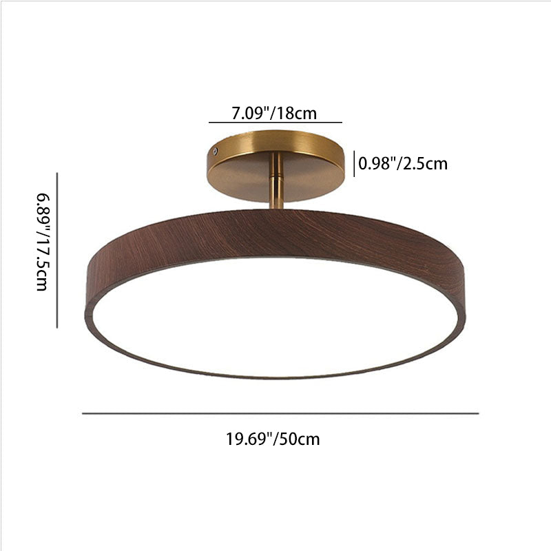 Japanese Wabi-sabi Minimalist Wood Grain Round LED