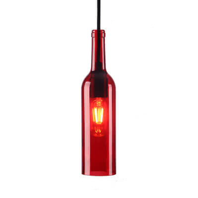 Antique Glass Wine Bottle 1-Light Pendant Light