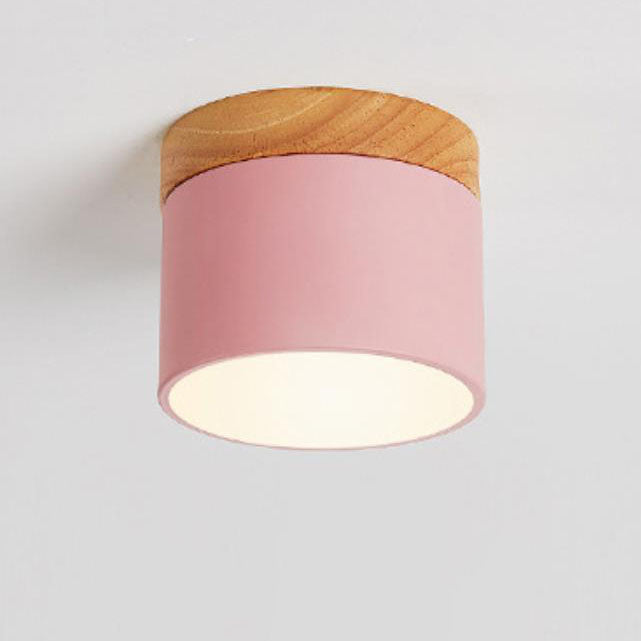 Scandinavian Macaroon Solid Color Log LED Flush Mount