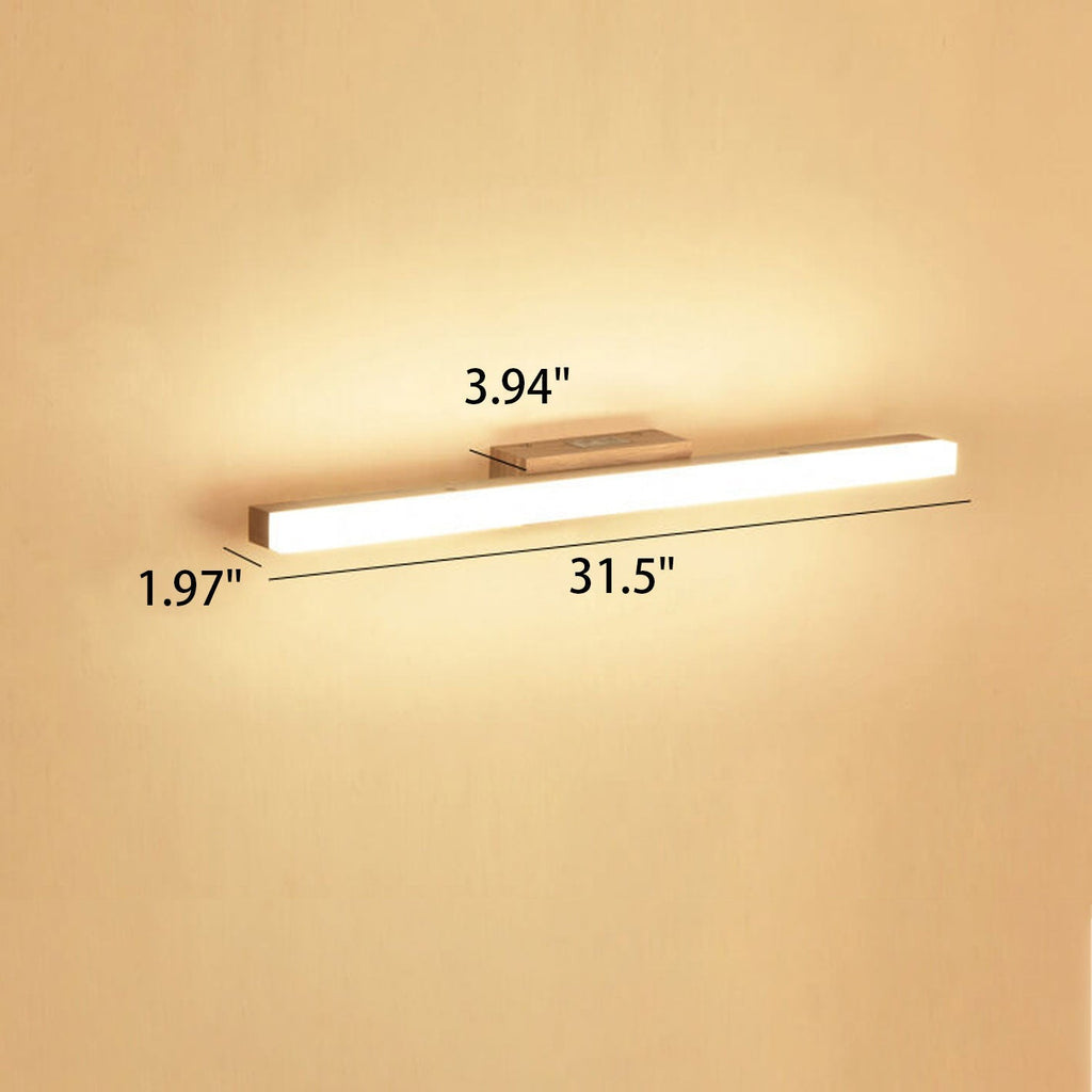 Nordic Minimalist Wooden Long Strip Vanity Light LED Wall