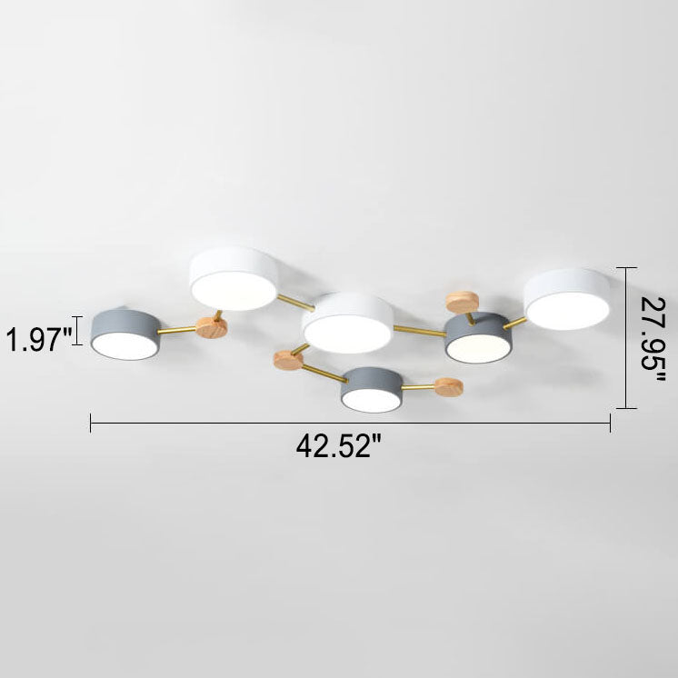 Scandinavian Minimalist Solid Wood Iron LED Flush Mount