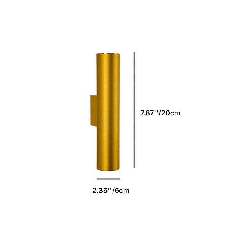 Modern Minimalist Round Aluminum Cylindrical 2-Light Wall