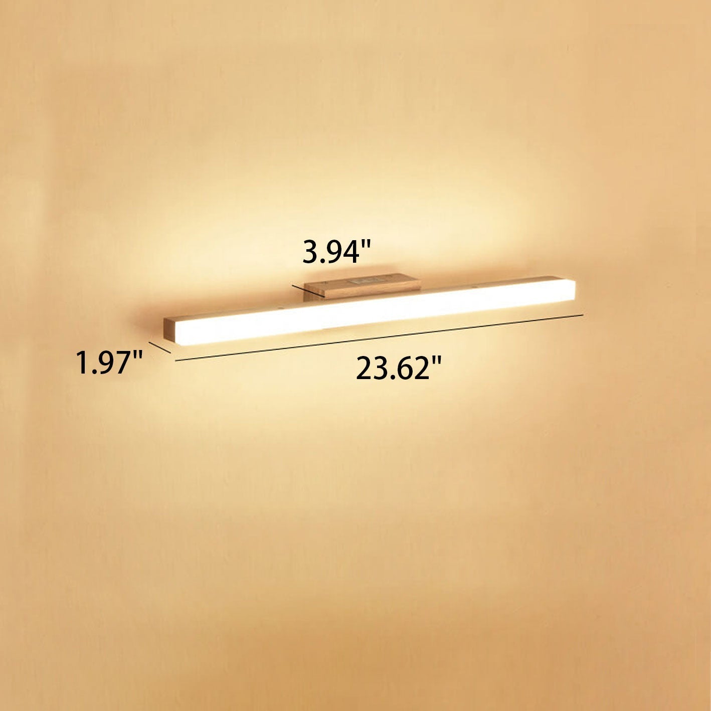 Nordic Minimalist Wooden Long Strip Vanity Light LED Wall