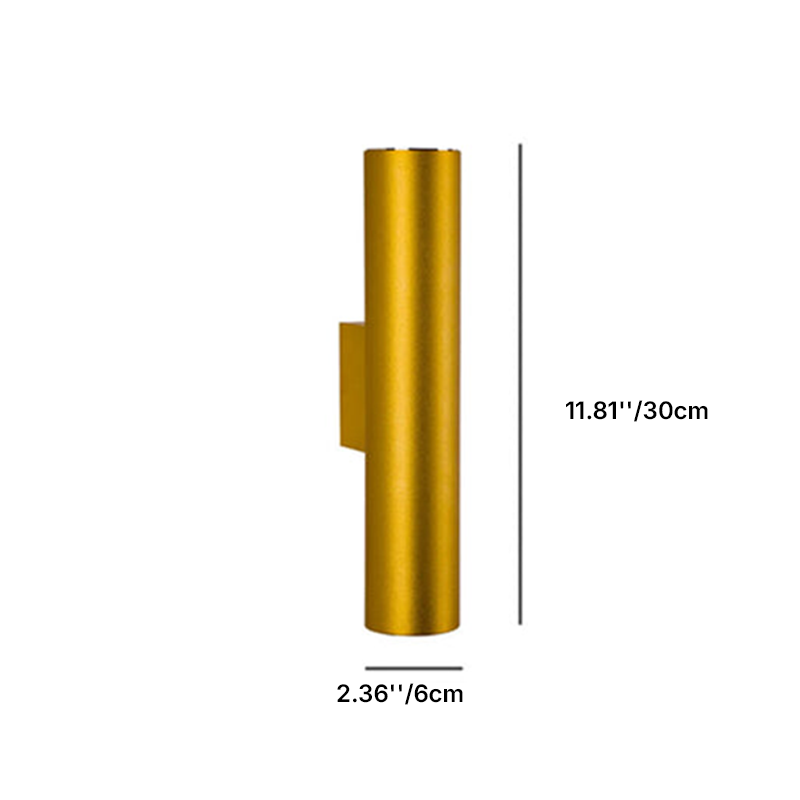Modern Minimalist Round Aluminum Cylindrical 2-Light Wall