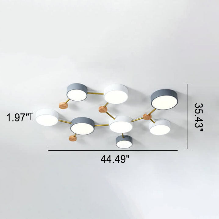 Scandinavian Minimalist Solid Wood Iron LED Flush Mount