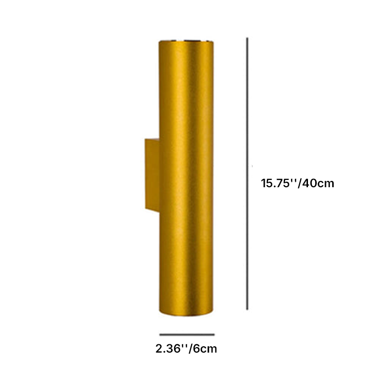 Modern Minimalist Round Aluminum Cylindrical 2-Light Wall