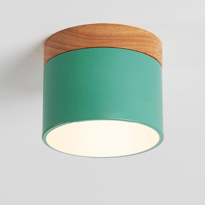 Scandinavian Macaroon Solid Color Log LED Flush Mount