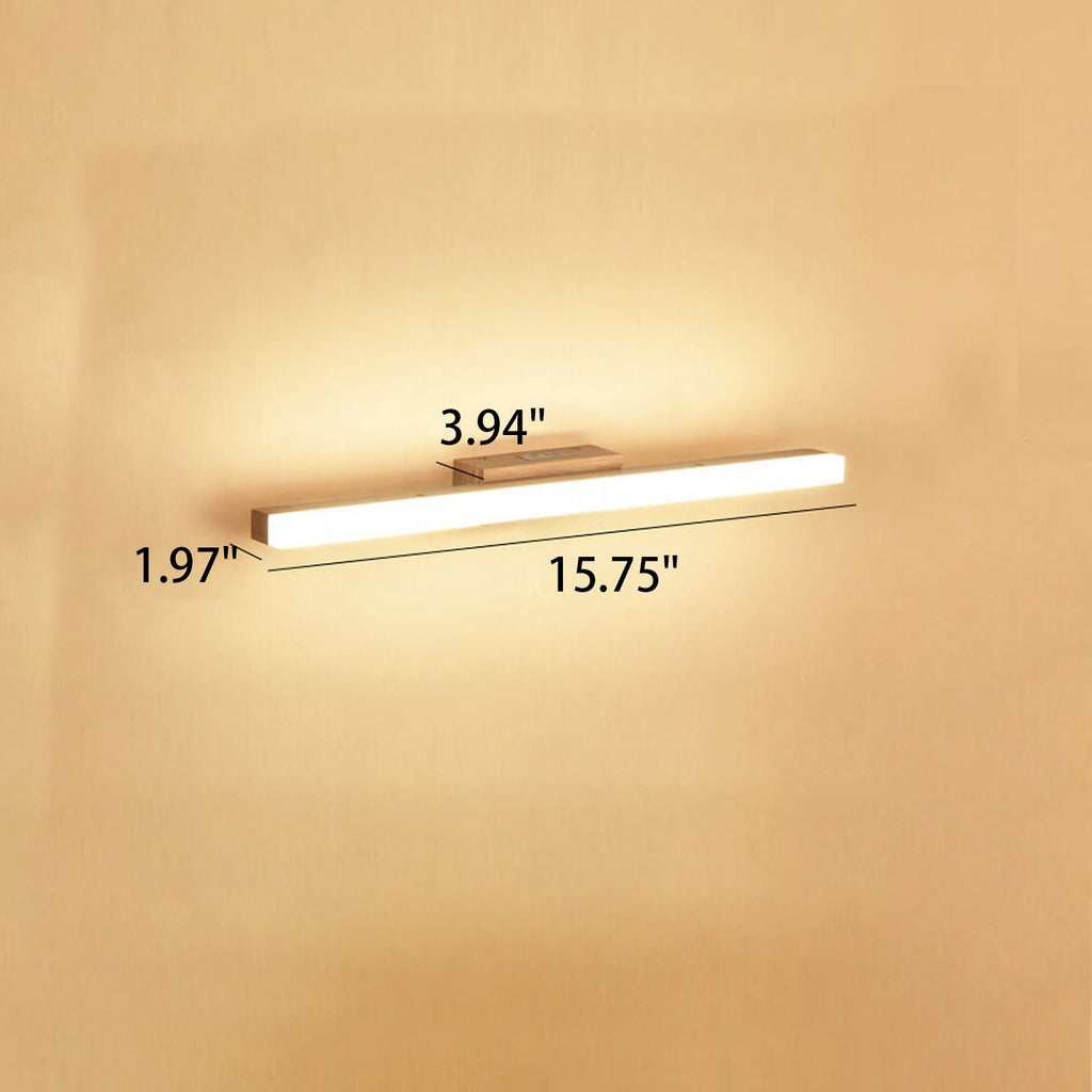 Nordic Minimalist Wooden Long Strip Vanity Light LED Wall