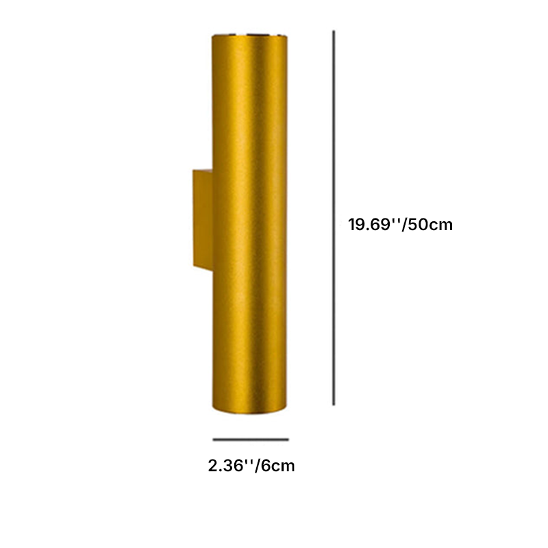 Modern Minimalist Round Aluminum Cylindrical 2-Light Wall