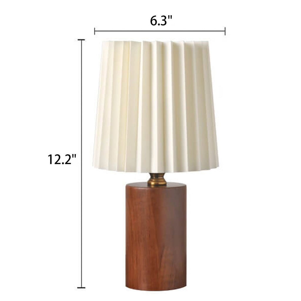 Vintage Korean Pleated Column Solid Wood Base 1-Light Table