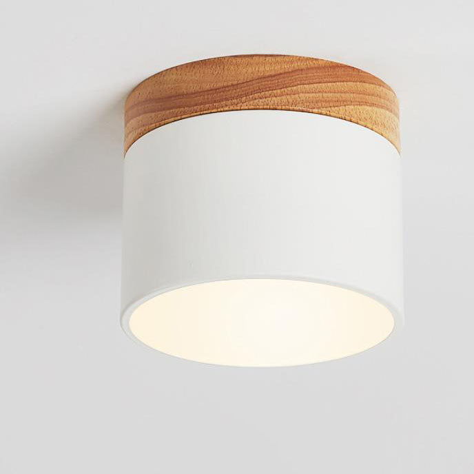Scandinavian Macaroon Solid Color Log LED Flush Mount