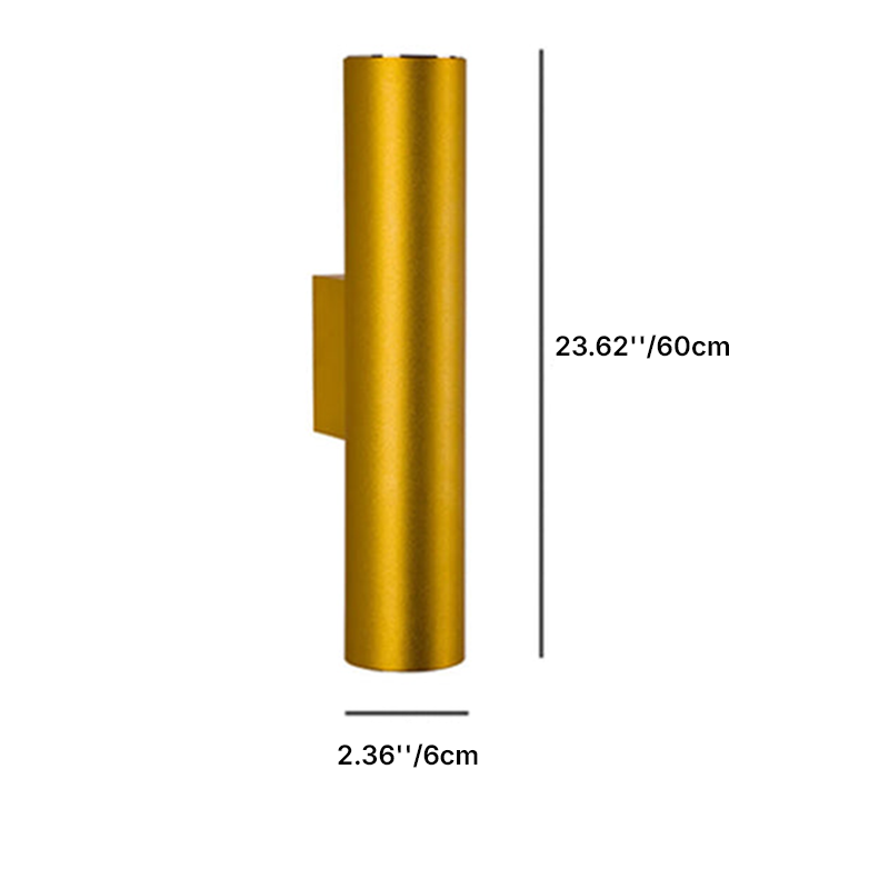 Modern Minimalist Round Aluminum Cylindrical 2-Light Wall