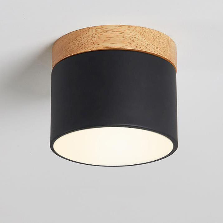 Scandinavian Macaroon Solid Color Log LED Flush Mount