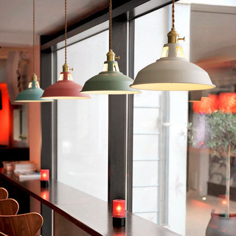 Industrial 1-Light Colorful Barn Shade Pendant Light