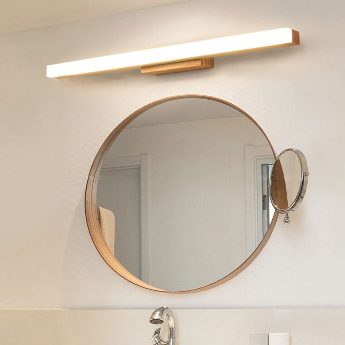 Nordic Minimalist Wooden Long Strip Vanity Light LED Wall