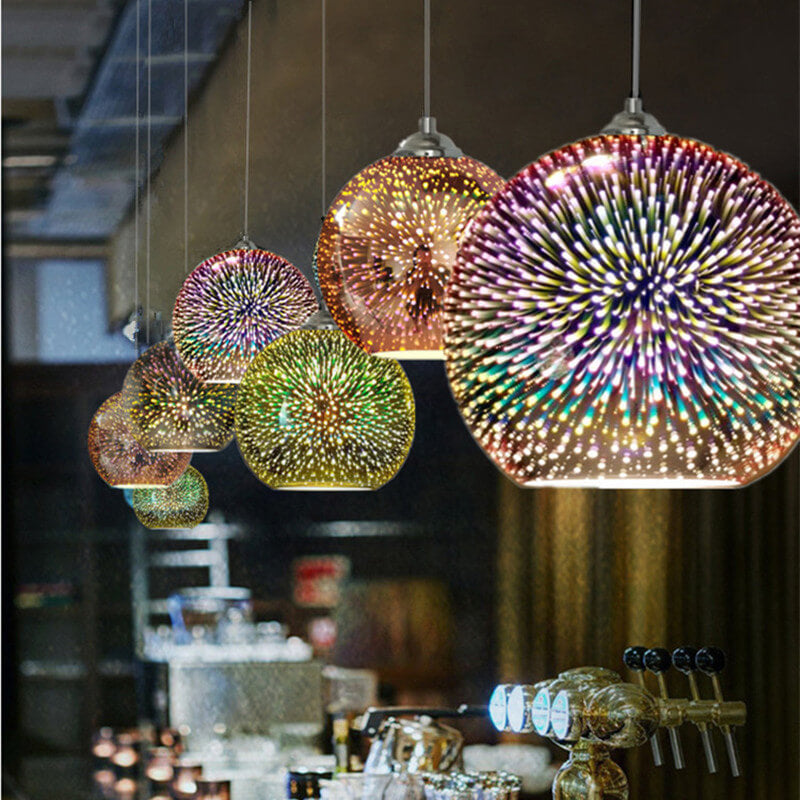 Modern Creative 3D Colorful Fireworks Glass 1-Light Dome