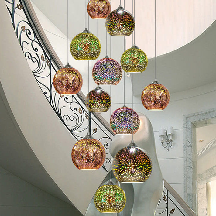 Modern Creative 3D Colorful Fireworks Glass 1-Light Dome