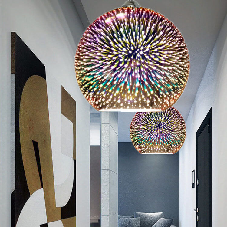 Modern Creative 3D Colorful Fireworks Glass 1-Light Dome