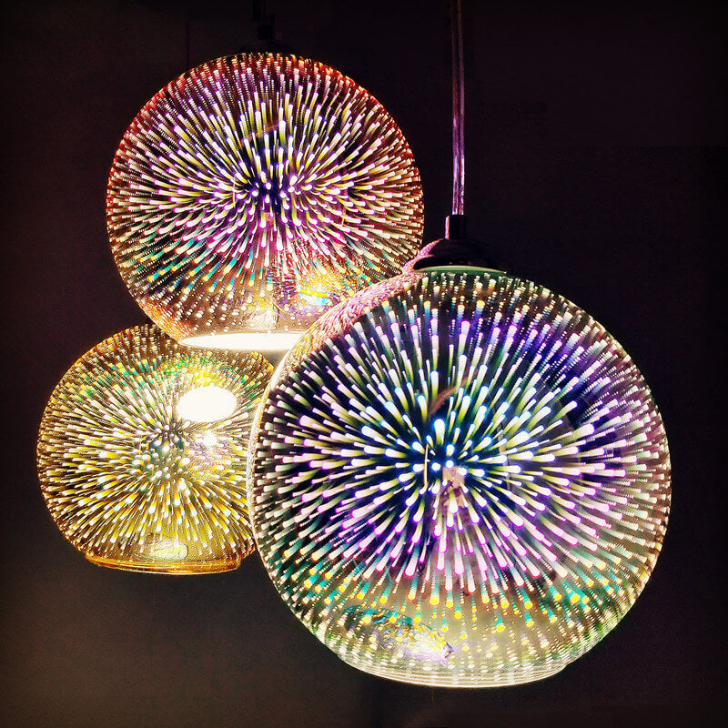 Modern Creative 3D Colorful Fireworks Glass 1-Light Dome
