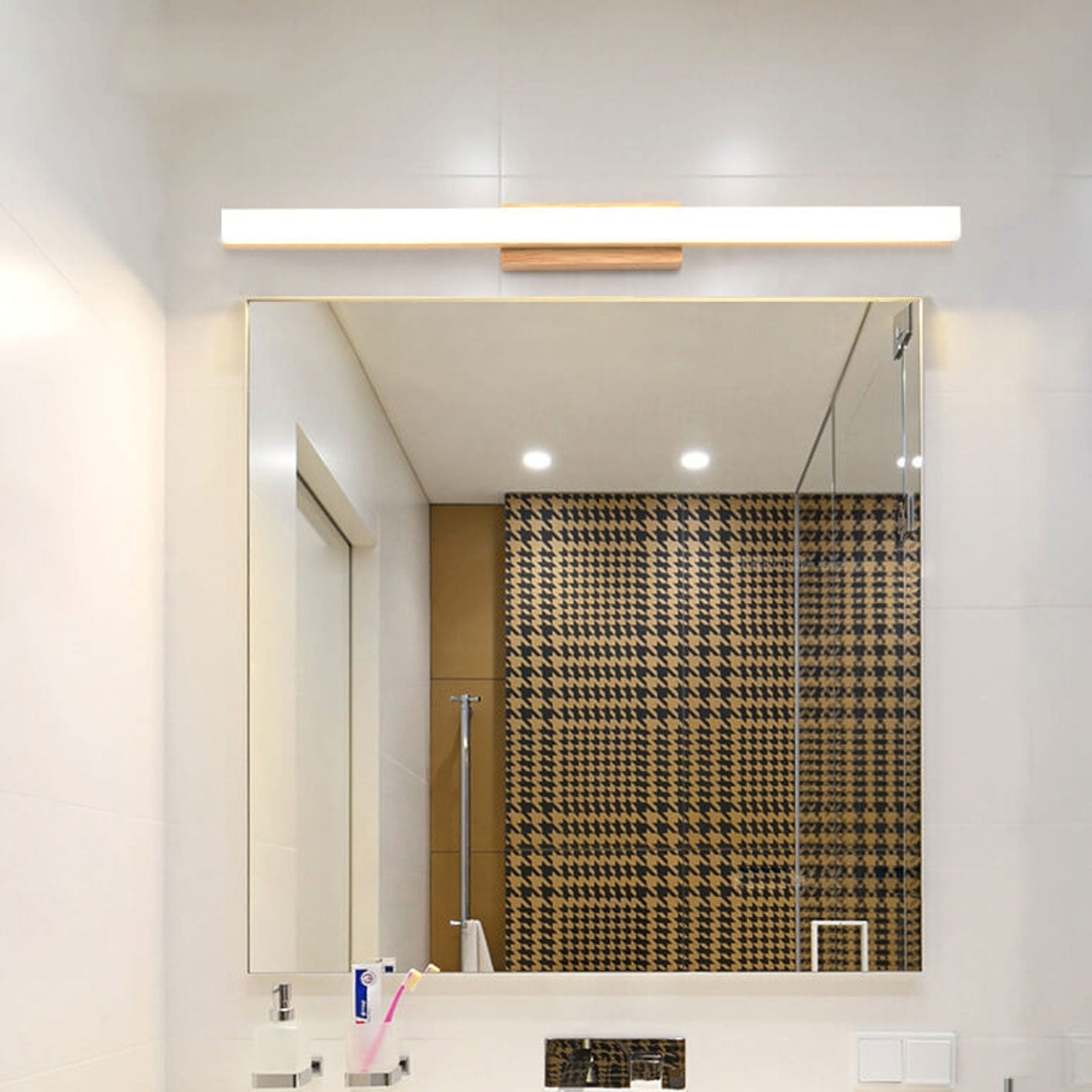 Nordic Minimalist Wooden Long Strip Vanity Light LED Wall