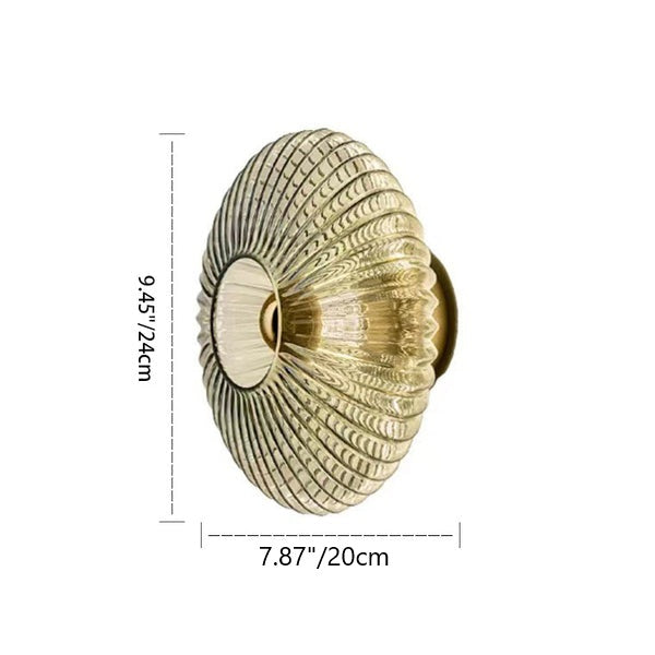 Contemporary Nordic Iron Striped Glass Round Disc 1-Light