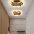 Nordic Minimalist Circular Walnut Grain LED Flush Mount