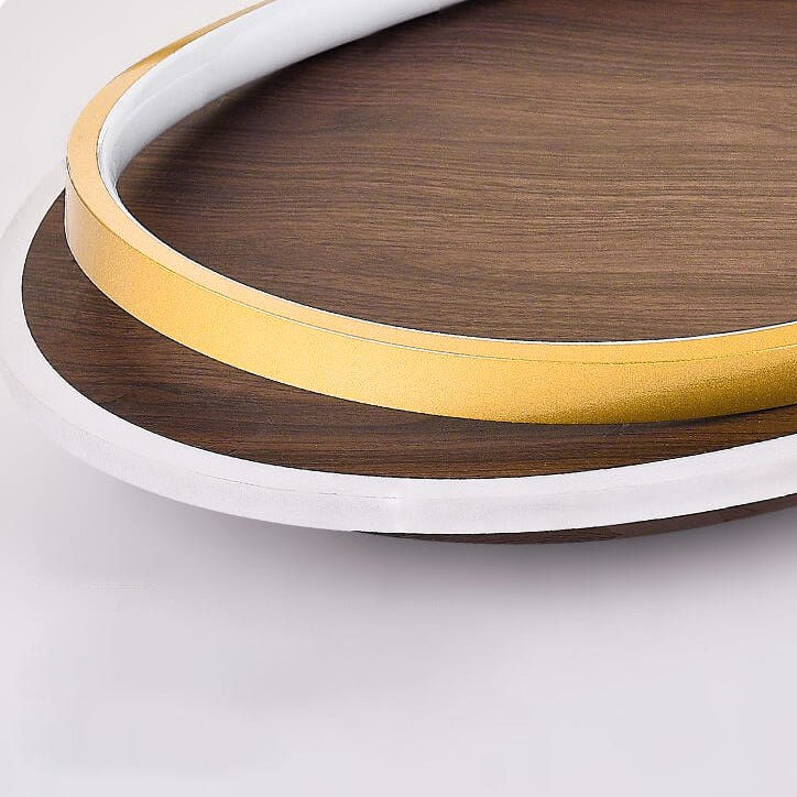 Nordic Minimalist Circular Walnut Grain LED Flush Mount
