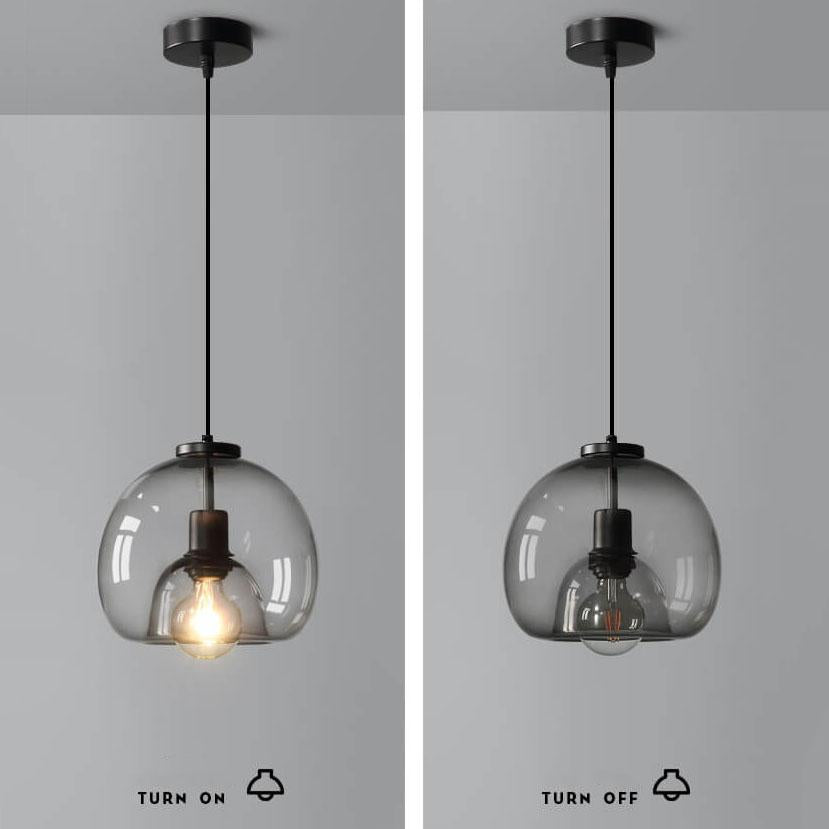 Minimalist Smoke Gray 1-Light Hand-Blown Glass Dome Pendant
