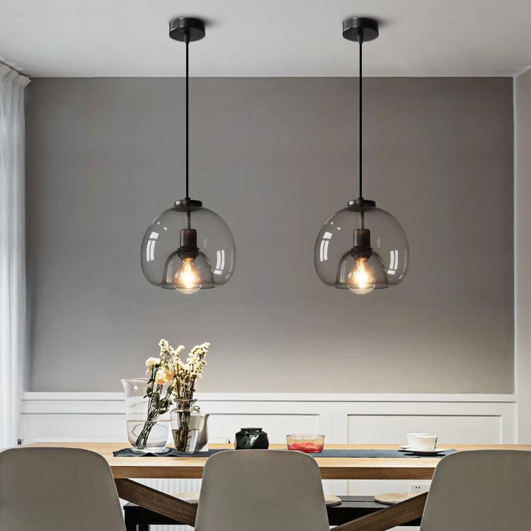 Minimalist Smoke Gray 1-Light Hand-Blown Glass Dome Pendant