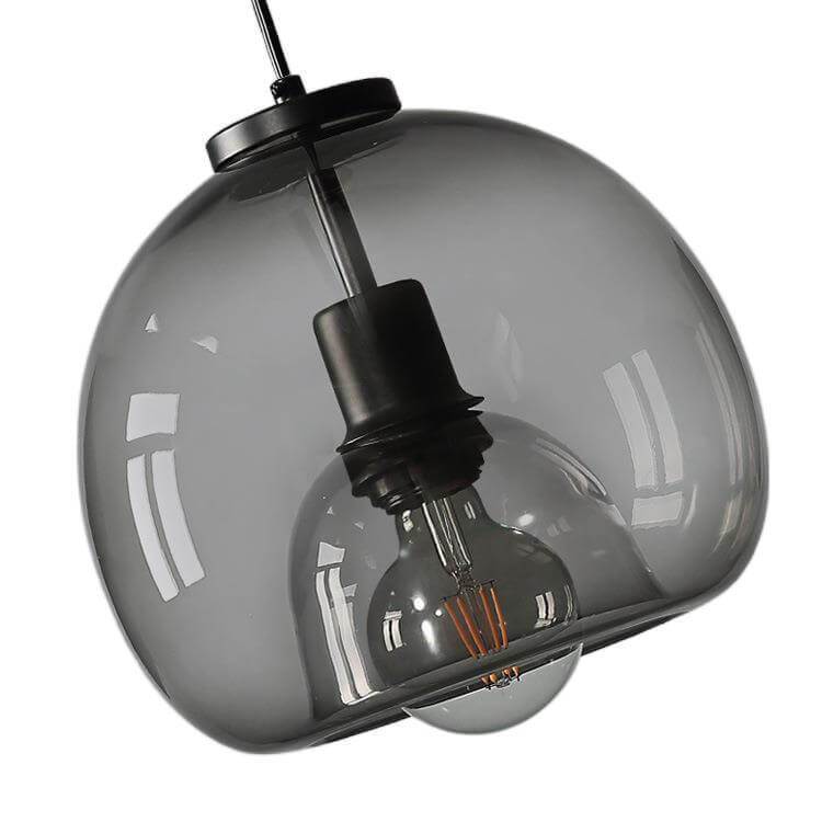 Minimalist Smoke Gray 1-Light Hand-Blown Glass Dome Pendant