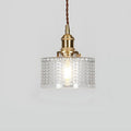 Traditional Japanese Brass Glass Round Jar 1-Light Pendant