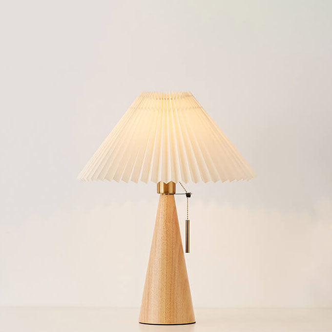 Japanese Minimalist Vintage Pleated Wooden Fabric LED Table