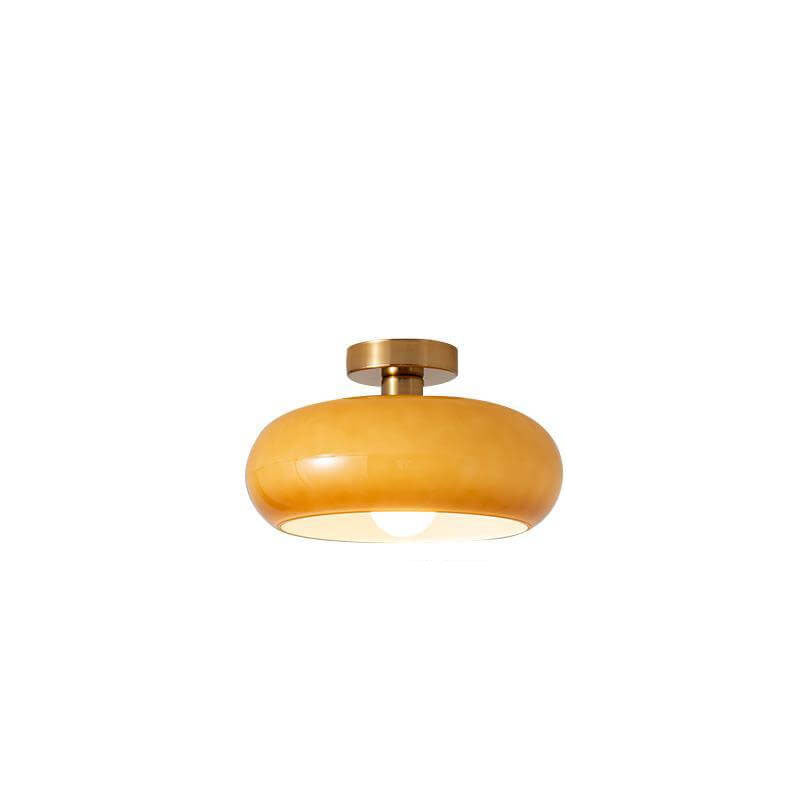 Modern Retro Round Solid Color Glass Electroplated Copper