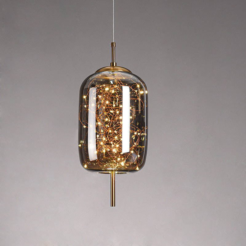 Contemporary Scandinavian Cylinder Oval Glass 1-Light