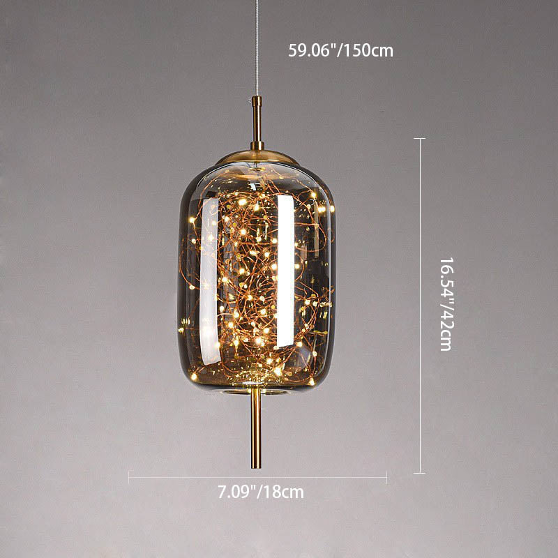 Contemporary Scandinavian Cylinder Oval Glass 1-Light