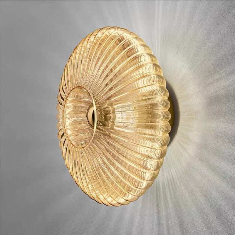 Contemporary Nordic Iron Striped Glass Round Disc 1-Light